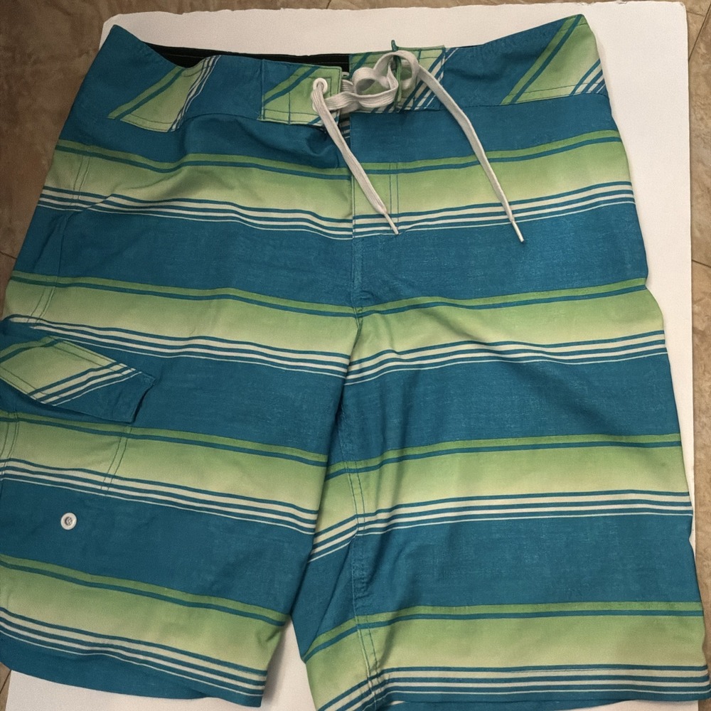 Vintage Mossimo Supply Co. Swim Trunks Mens Large 34 Board Shorts Y2K Green Blue